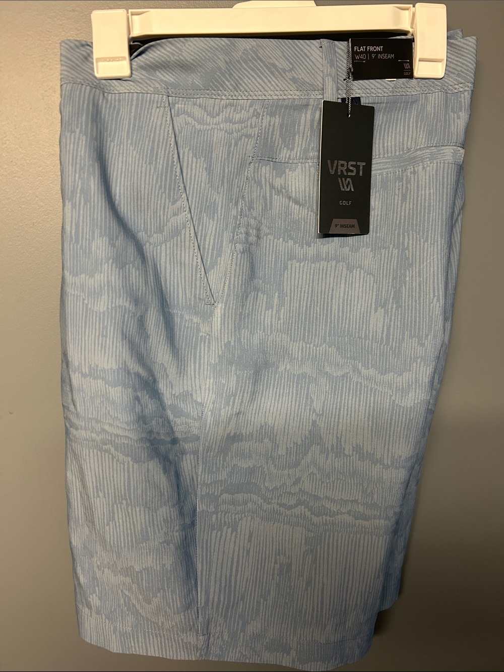 VRST Golf Light Blue Patterned Flat Front shorts